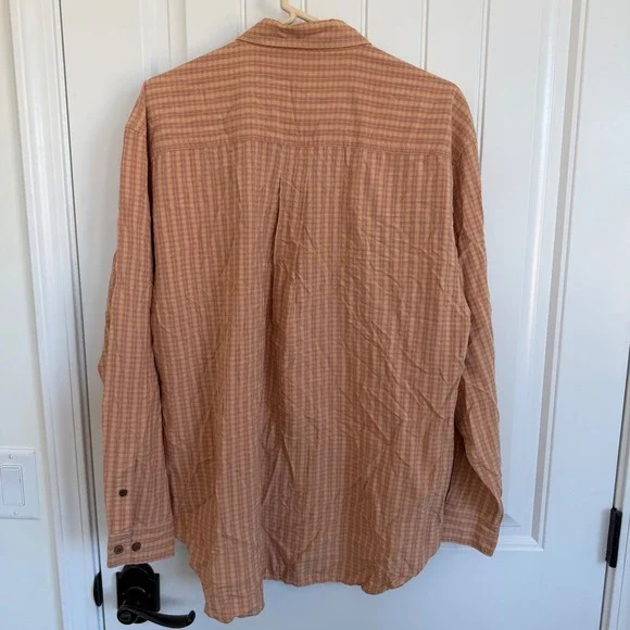 Tommy Bahama Orange Plaid Silk Long Sleeve Button Down Men's Large - Picture 3 of 5